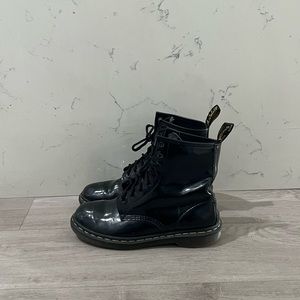 Dr. Martens 1460W Black Patent Lamper Lace Up Combat Boots Women’s Size 10